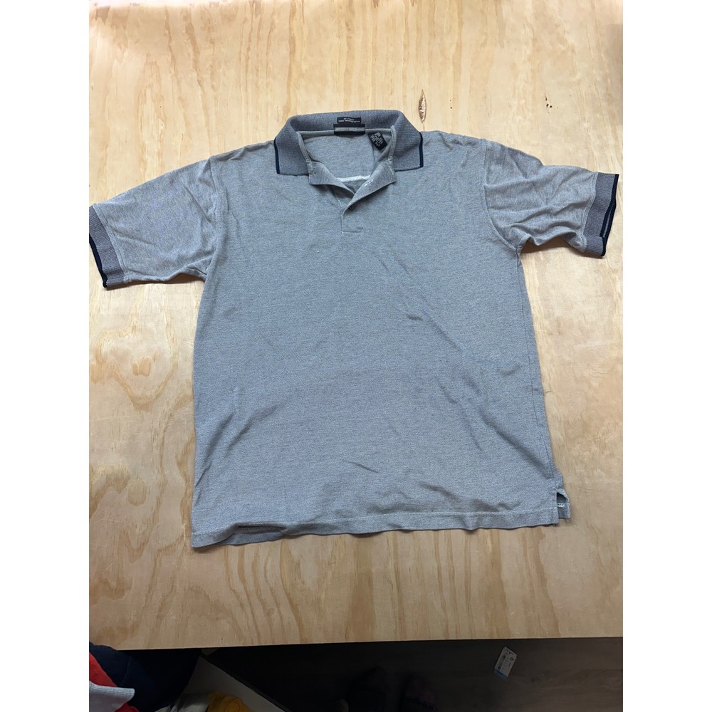 Porsche Mens Gray 60s Two Ply Double Mercerized Cotton Polo Shirt Large L